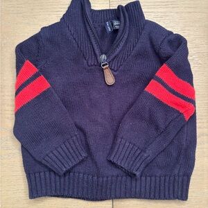 Janie and Jack Navy Sweater with Red Stripes